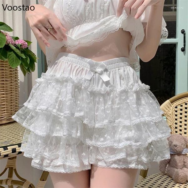 PALANTE DE FEMMES Gothic Lolita Sécurité Pantalon Short Femmes Sweet Corée Migne Mesh Lace Bow Knickers Japonais Y2K JK Bloors HARAJUKU KAWAII