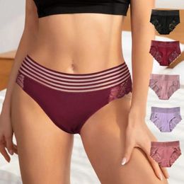 Damesslipjes Hoogwaardige kanten onderkleding Comfortabele bikini voor dames Ademend katoenpakket met rekbaar hipster-ontwerp