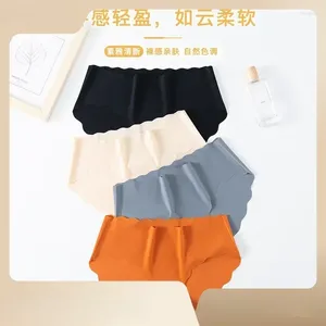 Culotte en soie glacée pour femmes, sous-vêtements sans couture, couleur unie, respirant, grande taille, taille moyenne et basse, une pièce