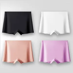 Culotte femme glace soie sous-vêtements sans couture coton entrejambe Boxer Shorts dames pantalons quatre coins Anti-vide été section mince