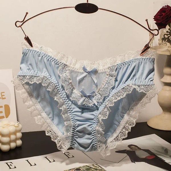 Panties pour femmes sous-vêtements de la soie en dentelle dentelle dentelle pure désir de vent japonais fille sexy fille sweet arc en coton