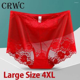 Damesslipje L-4XL Groot formaat ondergoed Dames transparant sexy slips Hoge taille Bloemenkant onderbroek Ademende kwaliteit Erotisch
