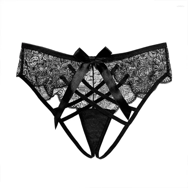 Pantes pour femmes Lacet Thongs Hollow Out Lingerie Femme Cross Band Tangas Tangas Sexy Sexy Butterfly broderie