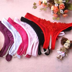 Bragas para mujer, bragas eróticas sexis ahuecadas para mujer, bragas de encaje, tangas, lencería, ropa interior con cuentas de masaje con perlas