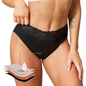 Dames slipjes lekkendichte menstruatiepanieten zware stroom absorptie sexy kant 4-laags vrouwen periode briefs incontinentie ondergoed ondergoed