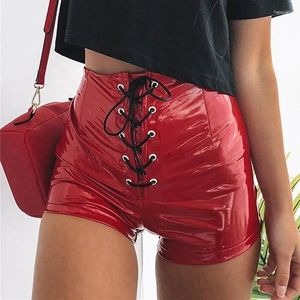 Sortie en cuir de culotte de femmes pour femmes lacets up wet look pantalon en vinyle sexy slim sac han