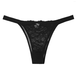 Culotte en maille fine pour femmes, Lingerie pour dames, tongs en maille, couleur Pure, ceinture en dentelle, sous-vêtements transparents sans couture