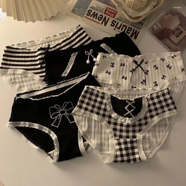 Culotte femme Lolita filles nœud papillon sous-vêtements en coton dames japonaises mignon antibactérien taille moyenne slips Lingerie Sexy