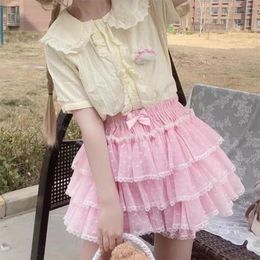 Dames slipje lolita kawaii jk ruffles bloeiers zwart roze witte harajuku dames veiligheid korte broek y2k Japanse 90s zoete kanten shorts