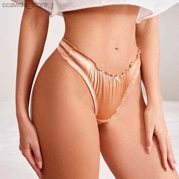 Bragas de las mujeres de lujo satinado niñas g string calzoncillos tanga bragas de las mujeres ropa interior sexy t espalda tentación erótica íntimas más tamaño S-XL Q231116