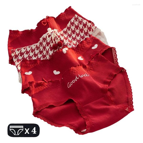 Culotte femme M-2XL coton femme caleçon Sexy pour femme slip sous-vêtement rouge grande taille Pantys filles Lingerie