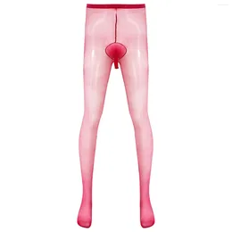 Culottes pour femmes hommes lisses ultra-minces chaussettes chaussettes taille haute voir à travers les bas collants sexy sissy lingerie pour boîte de nuit glisser