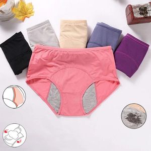 Culottes pour femmes période menstruelle slips confort sécurité sous-vêtements taille moyenne coton respirant anti-fuite couleur unie pantalon M-6XL