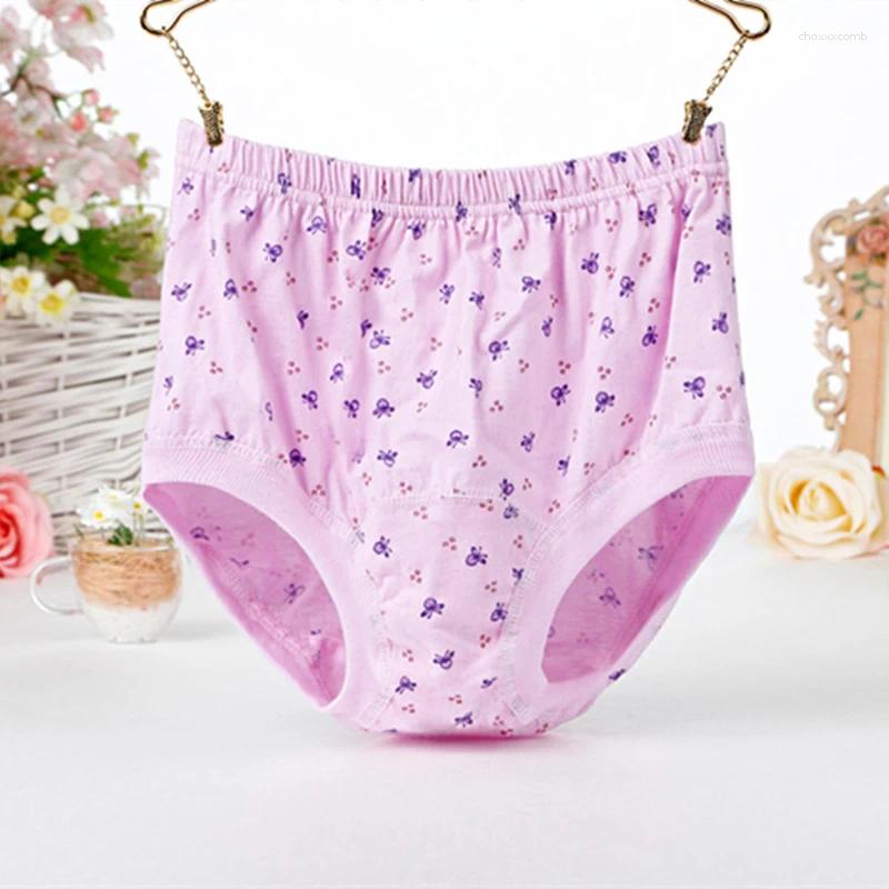 Women's Panties Middle-aged And Elderly Women Panty Underwear High-Waist Breathable Cotton Mother Grandmother Floral Brief Underpants