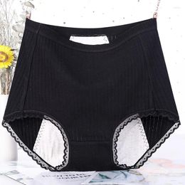 Sous-vêtements physiologiques des culottes pour femmes pour femmes hautes taille fuite épreuve menstruelle tante pantalon sanitaire pur coton entrejambe