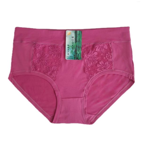 Bragas de talla grande de encaje de bambú suave para mujer, calzoncillos de cintura media, ropa interior para mujer, bragas grandes