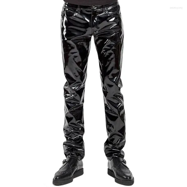 Bragas de mujer Tallas grandes Hombres Sexy Negro Wetlook Lencería de cuero sintético Pantalones exóticos PU Látex Catsuit Cremallera PVC Etapa Clubwear Gay Fetiche