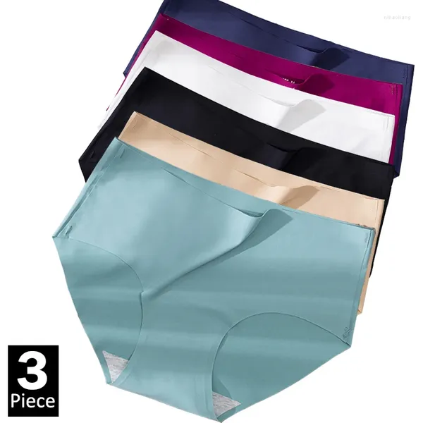 Culotte de femmes plus sous-vêtements de la taille de glace de la soie de soie solide dames dames sombres sombres filles brèves respirant lingerie sexy femelle