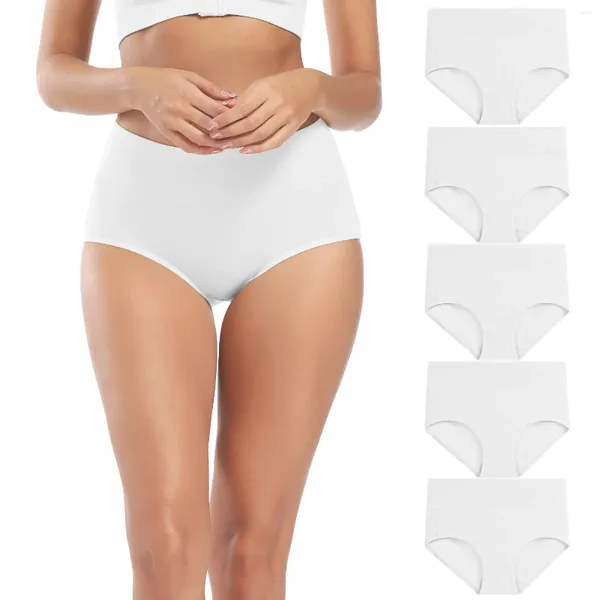 Culotte de femmes pokarla 5pcs coton respirant coton haut couverte de contrôle du ventre de ventre des dames c section de récupération sous-vêtements blanc plus taille