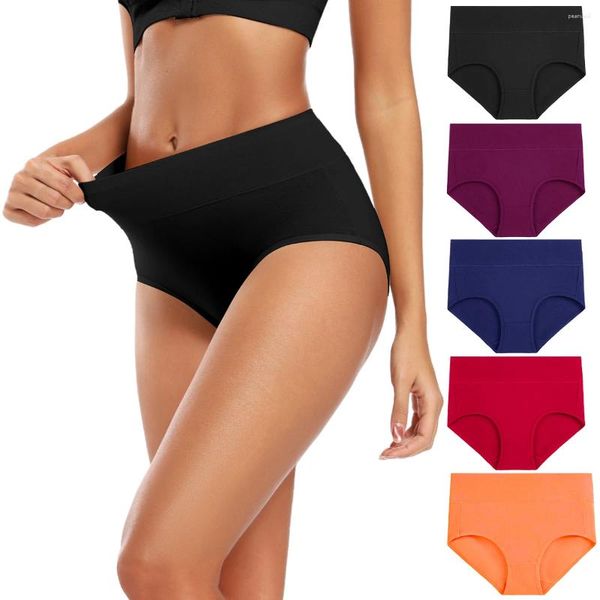 Bragas para mujer POKARLA 5 uds ropa interior de algodón sin costuras cintura alta cobertura completa calzoncillos para mujer conjunto transpirable calzoncillos talla grande