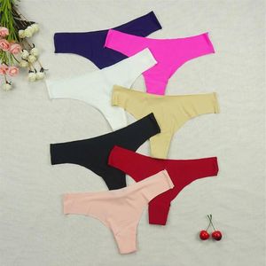 Culotte femme sans couture 5pcs lots femmes sexy string dame tongs sous-vêtements glace soie culotte entière taille basse sport underpan2338