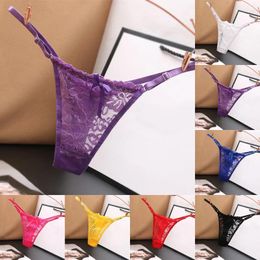 Dames slipje doorzichtige mesh sexy string voor vrouwen lage taille kanten bloemen geborduurd ultradunne ondergoed 2024 calcinhas feminina