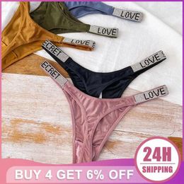 Bragas de mujer Sexy diamante tela sedosa Bikini calzoncillos de seda de hielo T-bragas Hip Lift Tanga calzoncillos T ropa interior