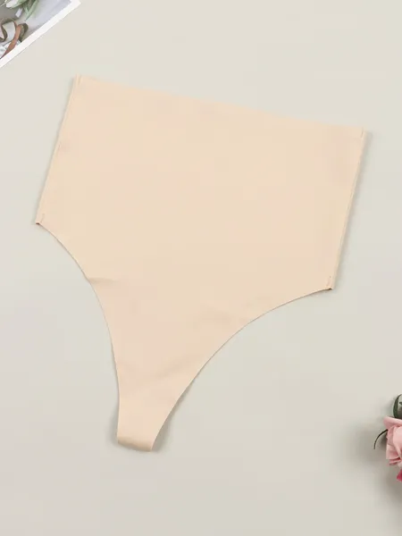 Bragas de mujer Sexy Talle alto Talla grande Tanga Tanga Sólido Beige Ropa interior XXL