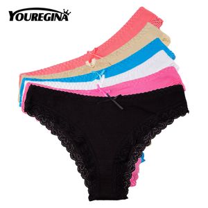 Bragas de las mujeres Calzoncillos de algodón de encaje sexy Braguitas de tiro bajo Ropa interior para niñas Lencería para damas 6 Unids / set Dropshipping 201112