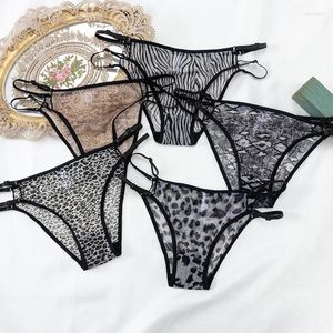 Damesslipje Sexy Luipaard Mesh Bikinibandjes Slips Vrouwen Ondergoed Transparant See Through Braziliaanse Tanga Brutale Lingerie Meisje