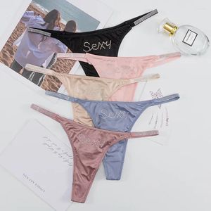 Damesslipje Sexy Brief Naadloos Ijs Zijde Strass Dunne Band Thongs Dames Lingerie 2024 Ademend Strings Bikini Ondergoed