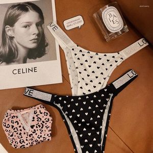 Damesslipje Sexy Lingerie Ondergoed Luxe LIEFDE Roze Brief Jong Meisje Zijde Rijnston Beachwear Bikini Thong G String T-back