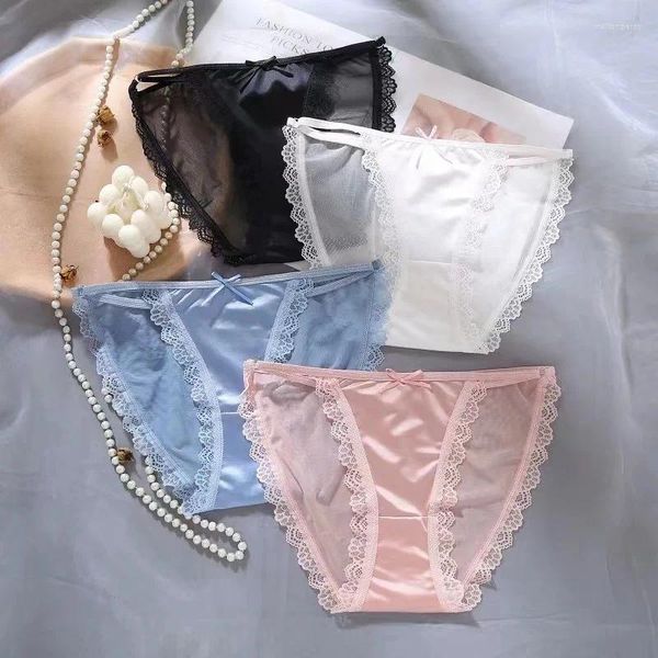 Bragas de mujer sexis para chicas adolescentes, bragas transparentes de encaje ultrafino, amigables con la piel, transpirables, entrepierna de algodón purificado, bragas de cintura baja