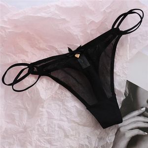 Culotte de femmes sexy string transparent transparent à faible taille sobre sans couture de spaghetti lingerie dentelle érotique pur désir