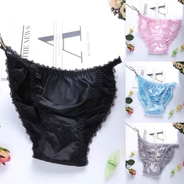 Bragas de mujer, bragas de satén sin costuras de seda para mujer, calzoncillos de talla grande para mujer, bragas, ropa interior 304N