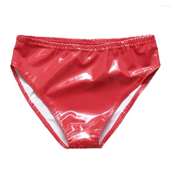 Bragas para mujer Sexy Mujeres Brillante Cuero de imitación Slink Brillante Aspecto húmedo Bikini de tiro alto Tanga Breve Clubwear Calzoncillos femeninos Ropa interior