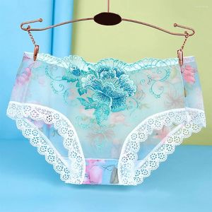 Culottes Femmes Sexy Femmes Sous-vêtements floraux Transparent Mesh Slip Femme Ultra Mince Sous-vêtements Voir à travers la lingerie érotique Dames