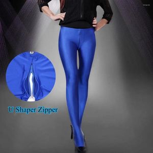 Pantes pour femmes Zippers sexy ouverts Croch Leggings Collons hauts taille maigres stress extensible pantalon sexuel extérieur pantalon pour femmes bas
