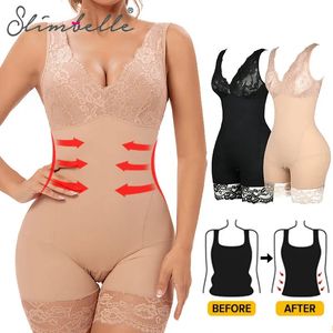 Culottes pour femmes Shapewear Femmes Full Body Shaper Minceur Bodys Dentelle Corset Taille Formateur Shaping Sous-vêtements Gaine de récupération post-partum 231127