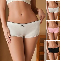 Culotte Femme Solide Coton Entrejambe Sans Couture Boyshorts Femmes Sous-Vêtements Respirant Sécurité Intime Taille Basse Slip Dames Boxer Doux