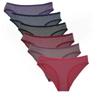 Bragas de mujer Ropa interior a rayas de tiro bajo para mujer Panty Calzoncillos modales Calzoncillos a rayas Mujer de niña