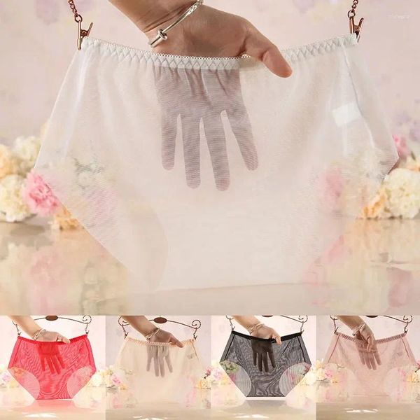 Culotte de femmes Summer 2024 sous-vêtements sans traces ultra-minces transparents transparents en soie de glace respirante Briefs sexy