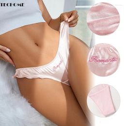 Damesslipjes TECHOME Dames Ijs Zijde Satijn Thongs Dames Lage Taille Sexy Fun Naadloos Sport Letter Print Schimmel