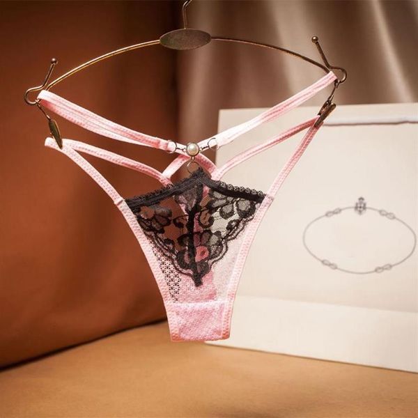 Bragas de tentación para mujer, calzoncillos transparentes para niñas, Tanga, ropa interior coreana, calzoncillos de flores, Tangas con espalda en T de encaje para mujer, 273l