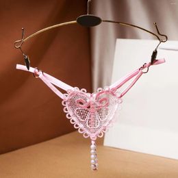 Dames slipje transparant zoet ondergoed open kruis strings borduurwerk sexy lingerie erotische kralen strings T-back