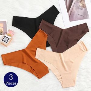 Culotte Femme TrowBridge 3pcs Set Sexy Soie Satin Sous-vêtements féminins Lingerie douce pour la peau Plus Taille Slip confortable Panty sans couture