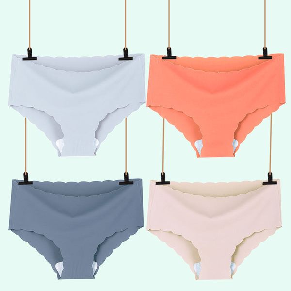 Les culottes de femmes set en soie en satin sous-vêtements sans couture jolie sonnerie ondulée lingerie adaptée à la peau confortable