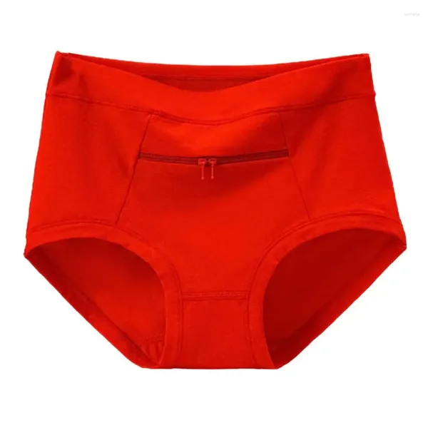 Culotte femme ultra-mince sous-vêtements pour femmes taille haute coton respirant avec poche à fermeture éclair antivol pour personnes d'âge moyen