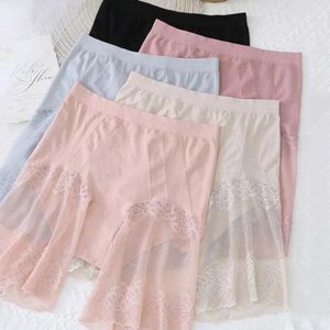 Bragas de mujer Underskirt Boyshorts Flor de cintura alta Pantalones cortos de seguridad Anti rozaduras Muslo Boxers Señoras Pantalones cortos de talla grande Lencería femenina