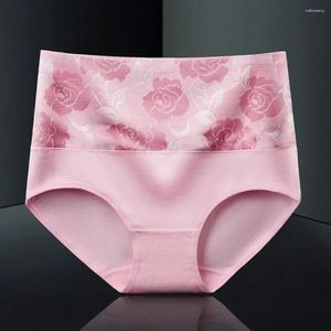 Femmes culottes sous-vêtements taille haute contrôle du ventre BuLifting fleur antibactérien Protection du ventre slips